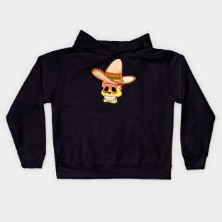 Mexico Sugar Skull with Sombrero Kids Hoodie